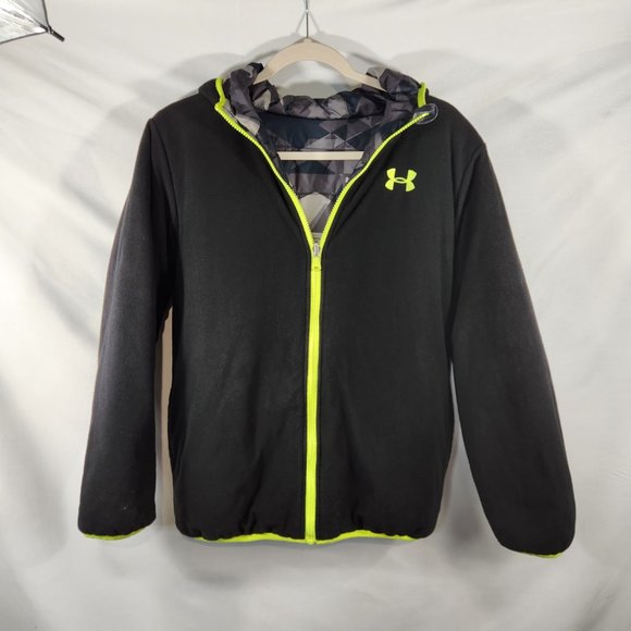 Under Armour Boy's Camo Fleece Reversable Winter Coat Skiing, Tubing Sledding - Picture 4 of 10